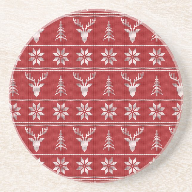 Rotes hässliches Weihnachtspulli Getränkeuntersetzer (Vorne)