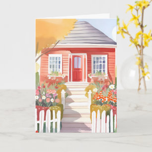 Rotes Haus Hübsche Aquarellmalerei Karte