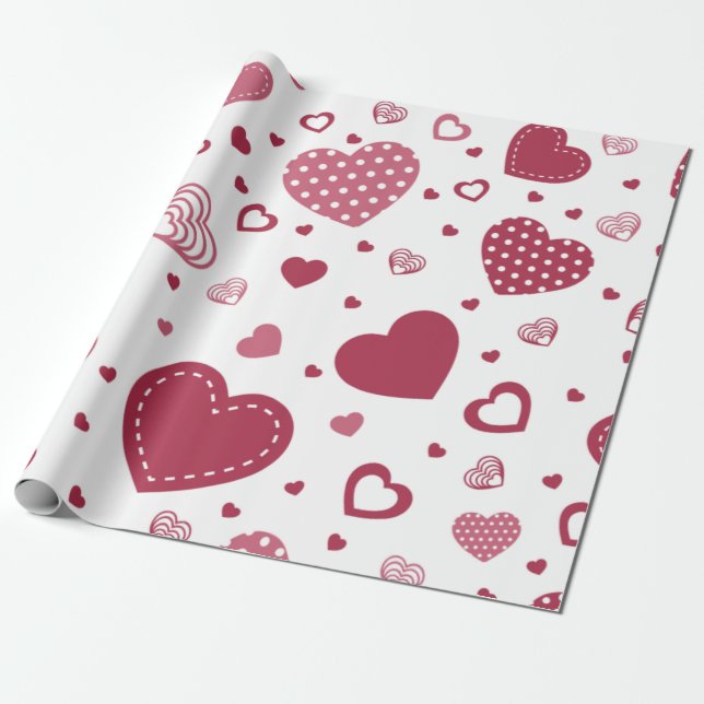 Rotes Heart Packpapier (Ungerollt)