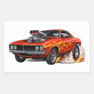 Rotes, heißes, aufgeladenes Muscle-Car-Qualmen Rechteckiger Aufkleber