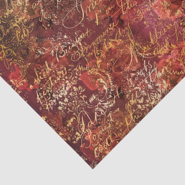 Rotes Herbst-Ephemeren-Muster Seidenpapier (Ausschnitt)