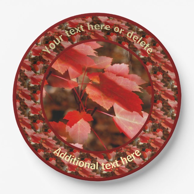 Rotes Herbst lässt Personalisiertes Party Pappteller (Vorderseite)