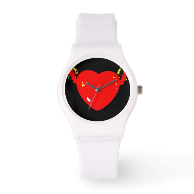 Rotes Herz Armbanduhr (Vorderseite)