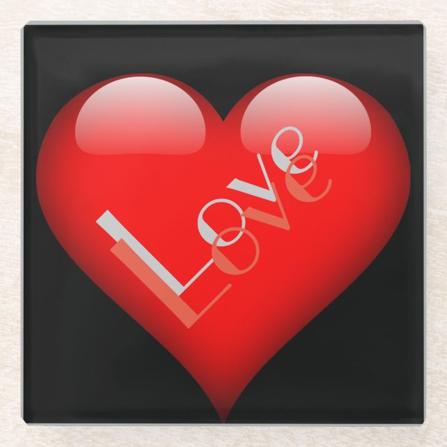 Rotes Herz Attraktive Pariser Liebe Hochzeit Glasuntersetzer (Vorderseite)