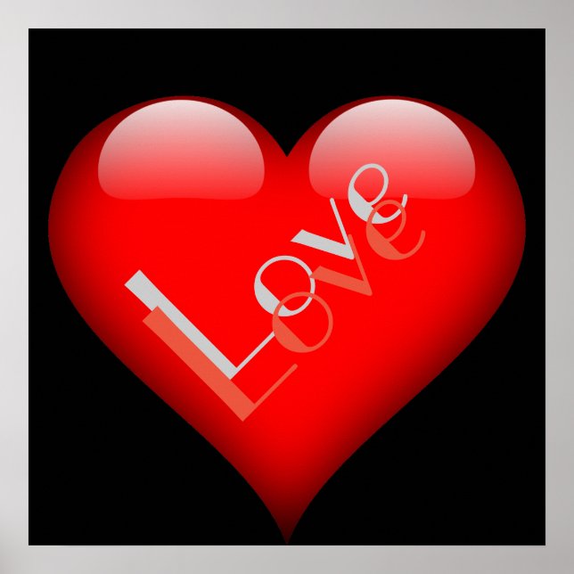 Rotes Herz Attraktive Pariser Liebe Hochzeit Poster (Vorne)