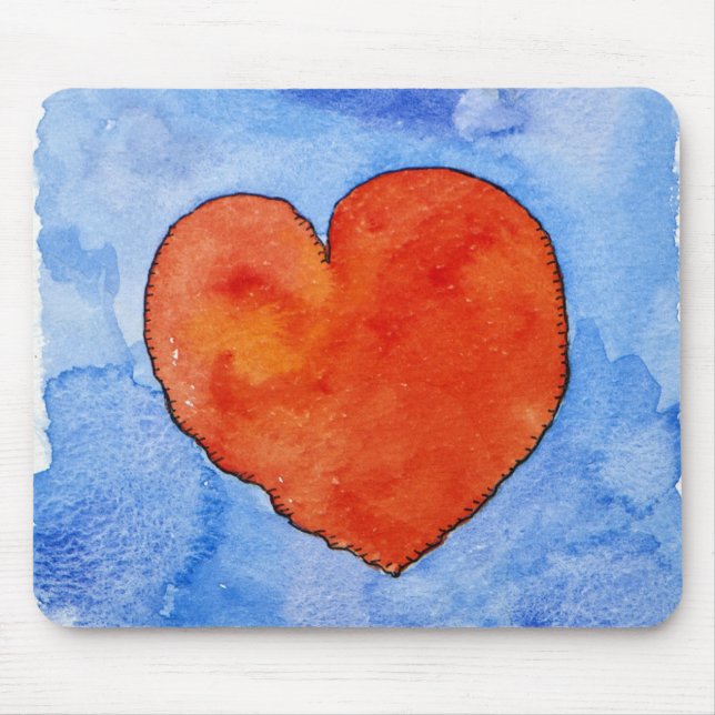 Rotes Herz auf Blau 2011 Mousepad (Vorne)
