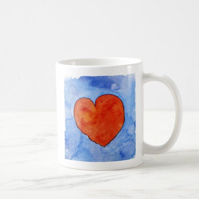 Rotes Herz auf Blau 2011 Tasse (Rechts)