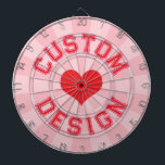 Rotes Herz auf Pastellrosa Farbe mit rotem Text Dartscheibe<br><div class="desc">Red Heart on Pastel Pink Color mit Ihrem Red Custom Text Dart Board - Personalisieren Sie den oberen und unteren Text nach Ihren Wünschen!</div>