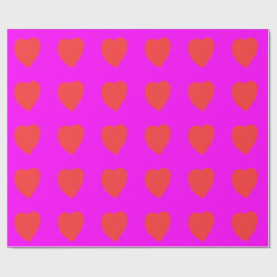 Rotes Herz auf Pink Magenta Geschenkpapier