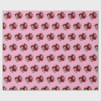 Rotes Herz auf rosa Hintergrund Geschenkpapier Lie