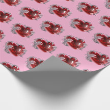 Rotes Herz auf rosa Hintergrund Geschenkpapier Lie