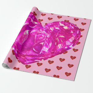 Rotes Herz auf rosa Hintergrund Geschenkpapier Lie