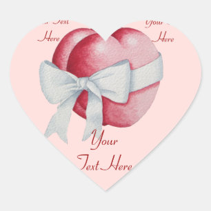 rotes Herz auf rosa Hintergrund Herz-Aufkleber