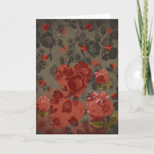 Rotes Herz auf schöne Vintage Blumen Karte