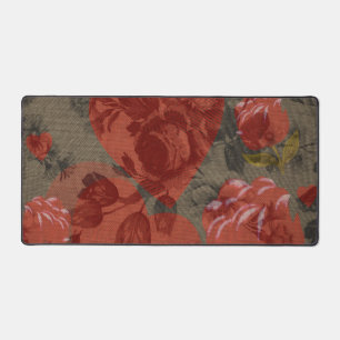 Rotes Herz auf schönen vintage Blumen Schreibtischunterlage