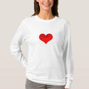 Rotes Herz auf Weiß T-Shirt