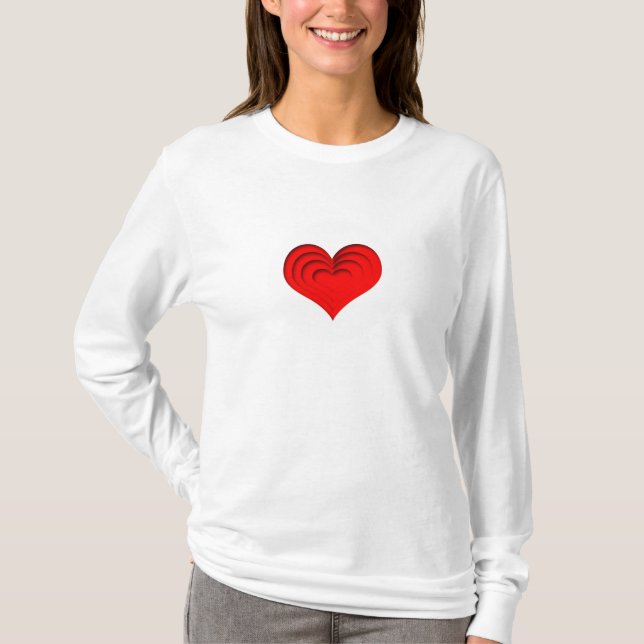 Rotes Herz auf Weiß T-Shirt (Vorderseite)