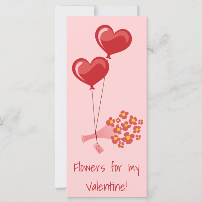 Rotes Herz Ballons Blume Valentinstag (Vorderseite)