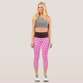 Rotes Herz Balloons Schwarz Lila Pink Valentines Capri Leggings