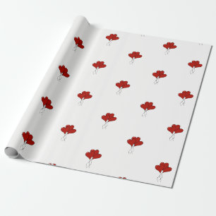 Rotes Herz Balloons Wrapping Paper Geschenkpapier