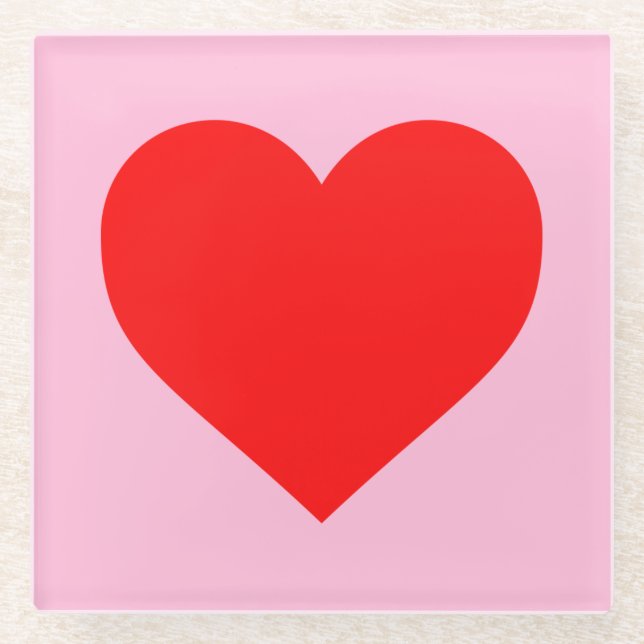 Rotes Herz Beat Pastel Pink Glasuntersetzer (Vorderseite)