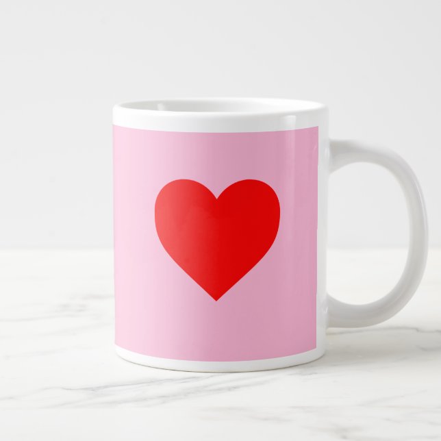 Rotes Herz Beat Pastel Pink Jumbo-Tasse (Rechts)