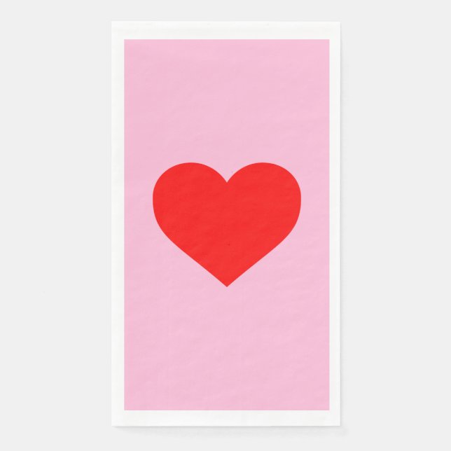 Rotes Herz Beat Pastel Pink Serviette (Vorderseite)