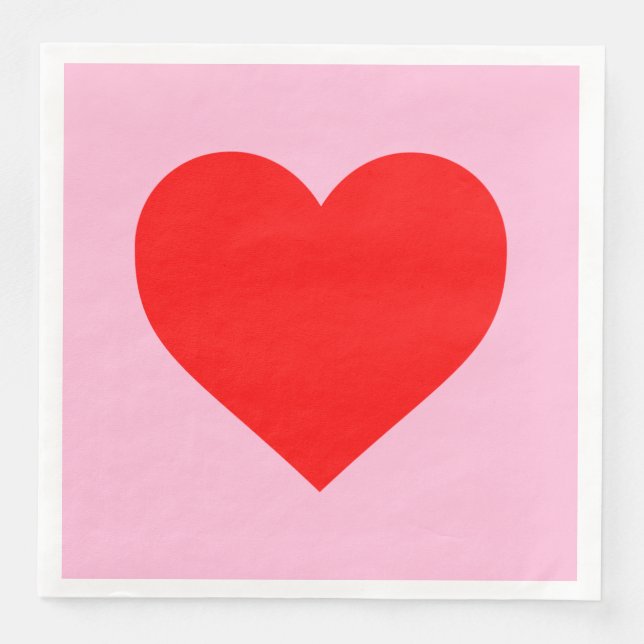 Rotes Herz Beat Pastel Pink Serviette (Vorderseite)