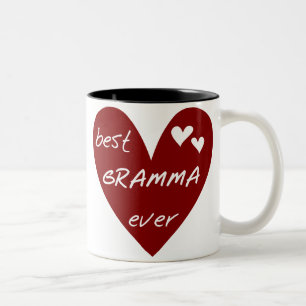 Rotes-Herz-Best-Gramma-aller-Zeiten-T-Shirts und G Zweifarbige Tasse