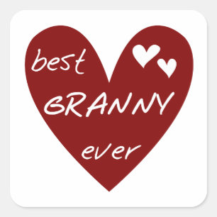Rotes Herz Beste Granny Ever Hemden und Geschenke Quadratischer Aufkleber
