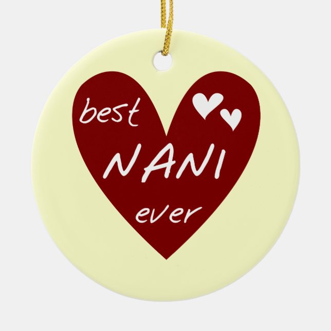 Rotes Herz beste Nani überhaupt T - Shirts und Keramikornament (Vorne)