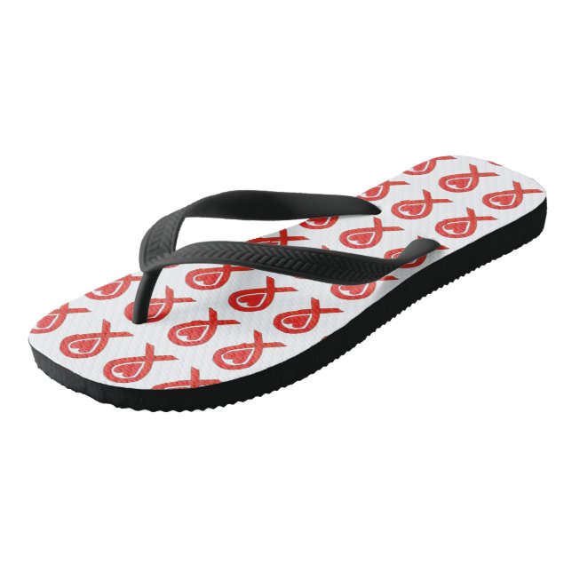 Rotes Herz Bewusstsein Band Kunst Custom Flip Flop (Schrägansicht)