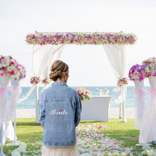 Rotes Herz Braut Hochzeit Brautjungfer Junggeselli Jeansjacke