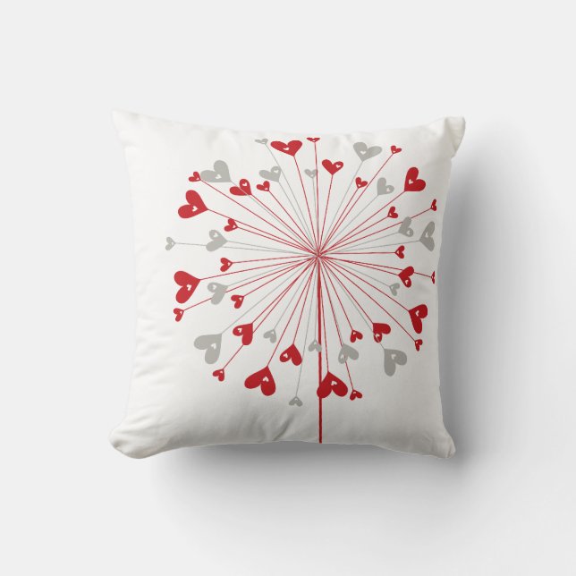 Rotes Herz Dandelion Liebe Whimsical Niedlich Cush Kissen (Vorderseite)