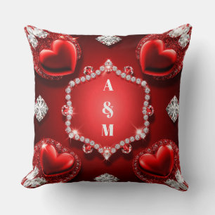 Rotes Herz-Diamant-Schmuck-Romanze ❤️ Kissen