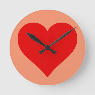 Rotes Herz Form Liebe Klassischer Minimalismus Runde Wanduhr