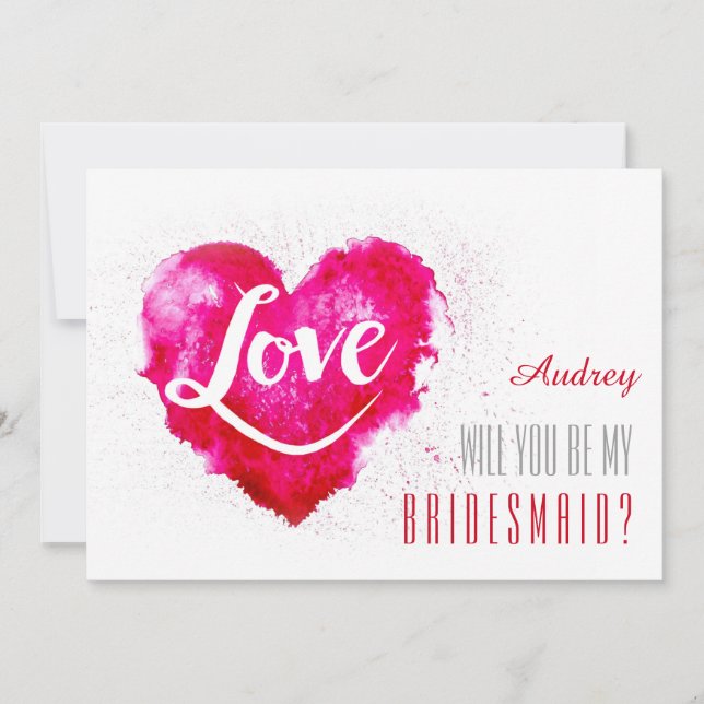 Rotes Herz Form Werden Sie meine Bridesmaid? Einla Einladung (Vorderseite)