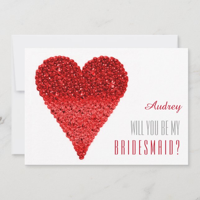 Rotes Herz Form Werden Sie meine Bridesmaid? Einladung (Vorderseite)