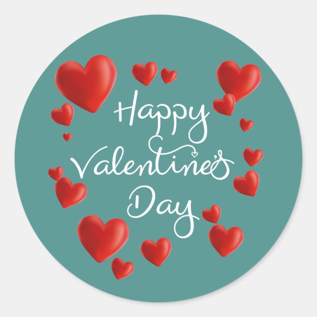 Rotes Herz Frohes Valentinstag Sticker Siegel (Vorderseite)