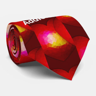 Rotes Herz geometrisches Valentinstag-Muster Name Krawatte