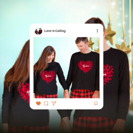 Rotes Herz gestapelt florales Valentinstag Paar Sweatshirt