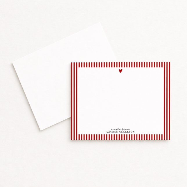 Rotes Herz gestreiftes Valentinstag-Notizkarte Einladung (Von Creator hochgeladen)