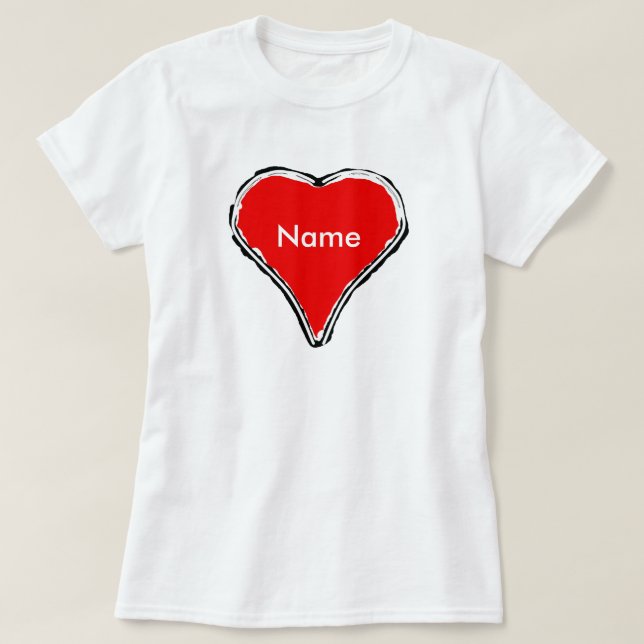 Rotes Herz gewartet für T - Shirt (Design vorne)