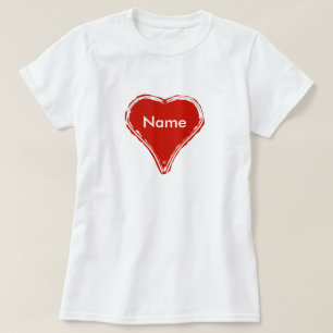 Rotes Herz gewartet nach Namen T-Shirt