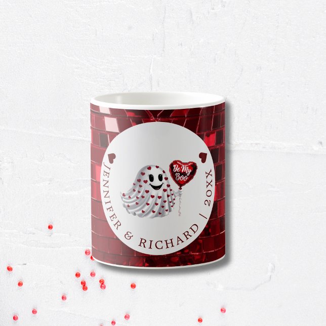 Rotes Herz Ghost Valentine Kaffeetasse (Custom Valentine's Day Mug - Romantic Heart Design)