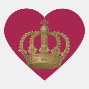 Rotes Herz Goldene Kronenaufkleber Herz-Aufkleber