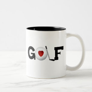 Rotes Herz-Golf Zweifarbige Tasse