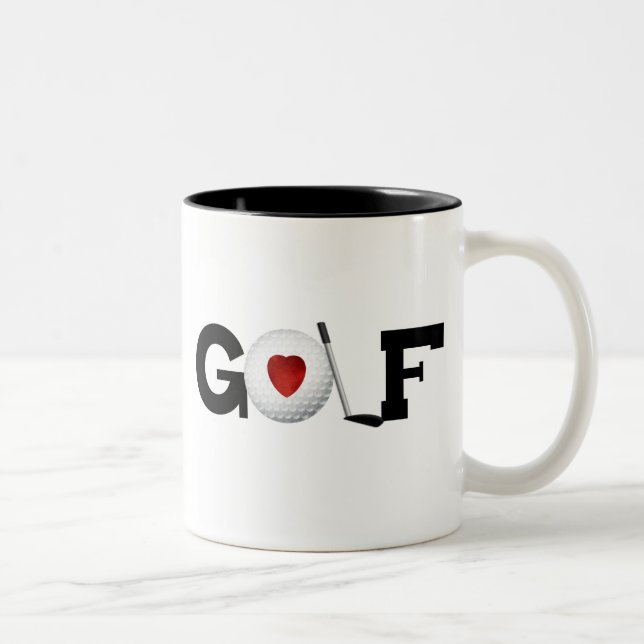 Rotes Herz-Golf Zweifarbige Tasse (Rechts)