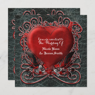 Rotes Herz Gothic Valentine Hochzeitseinladungen Einladung