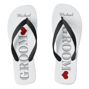 Rotes Herz Groom Flip Flops